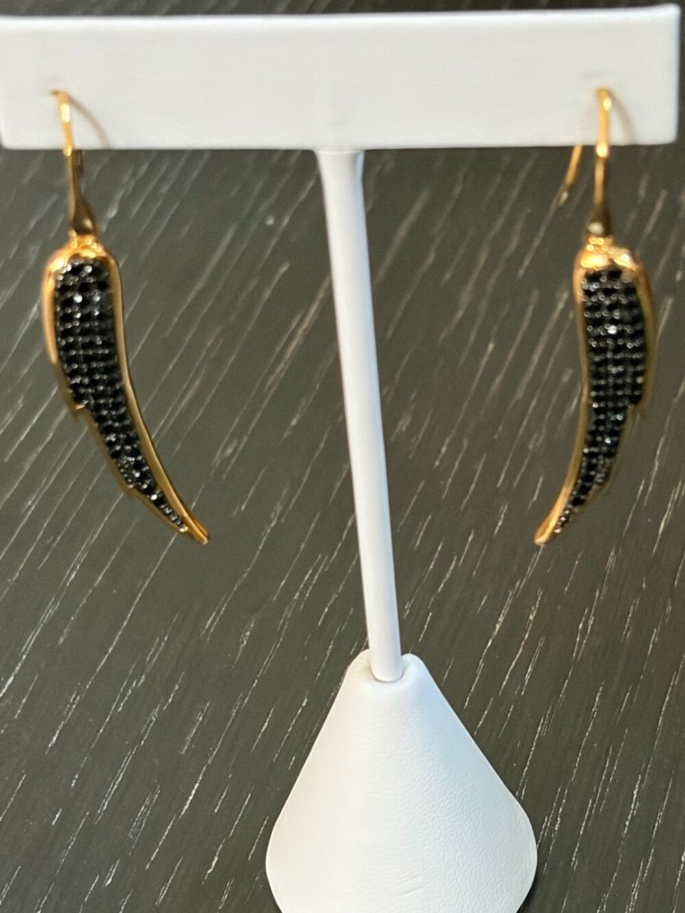 B Italy Elongated gold-tone teardrop earrings